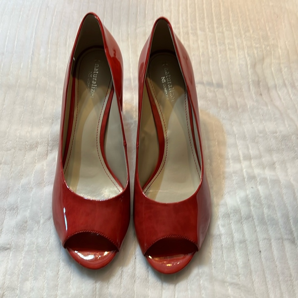 Red Naturalizer patent leather heels